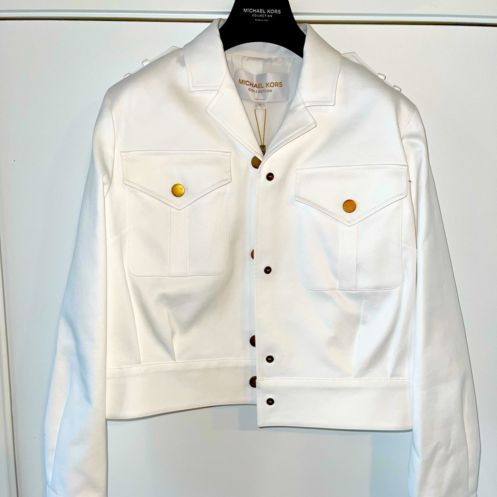 Michael Kors Collection White Cropped Jacket